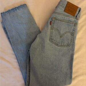 Levi's Classic Light Wash Blue Denim Straight Leg Distressed Jeans